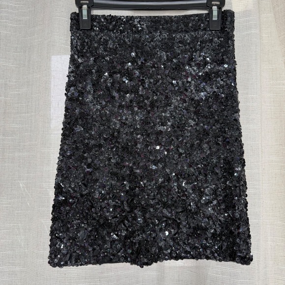 AllSaints Restrain Mini Skirt Hand Embellished Sequin Beads Women's US 4 Black